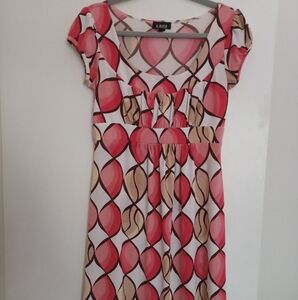 A Byer Summer dress, Dark Coral with cream, light material, Large, No flaws.
